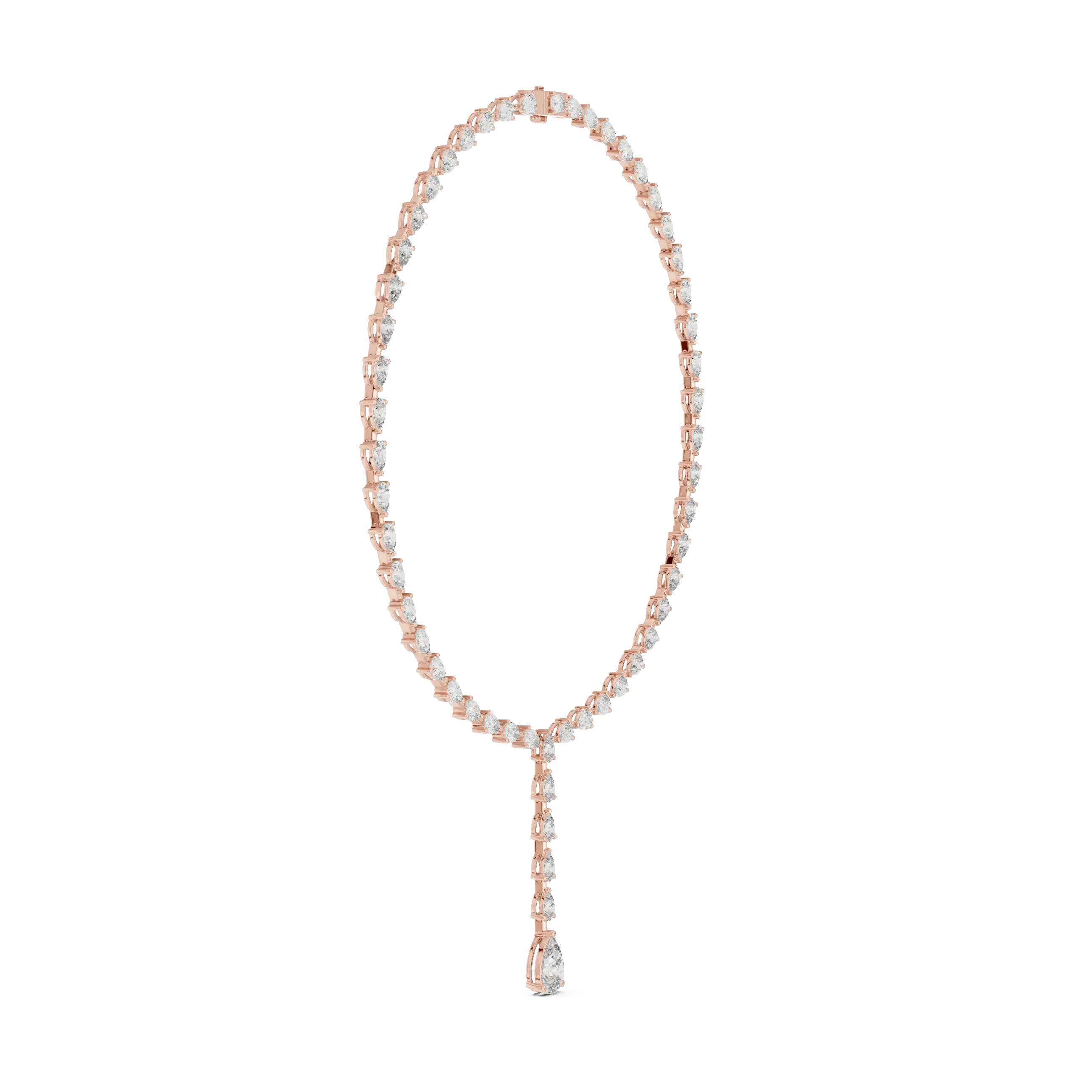 Front-View: Round Diamond Necklace with Pave Setting in 14k White Gold - Lab Grown - Driona Jewels