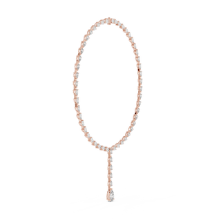 Front-View: Round Diamond Necklace with Pave Setting in 14k White Gold - Lab Grown - Driona Jewels