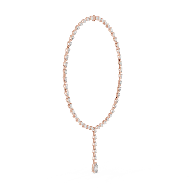 Front-View: Round Diamond Necklace with Pave Setting in 14k White Gold - Lab Grown - Driona Jewels
