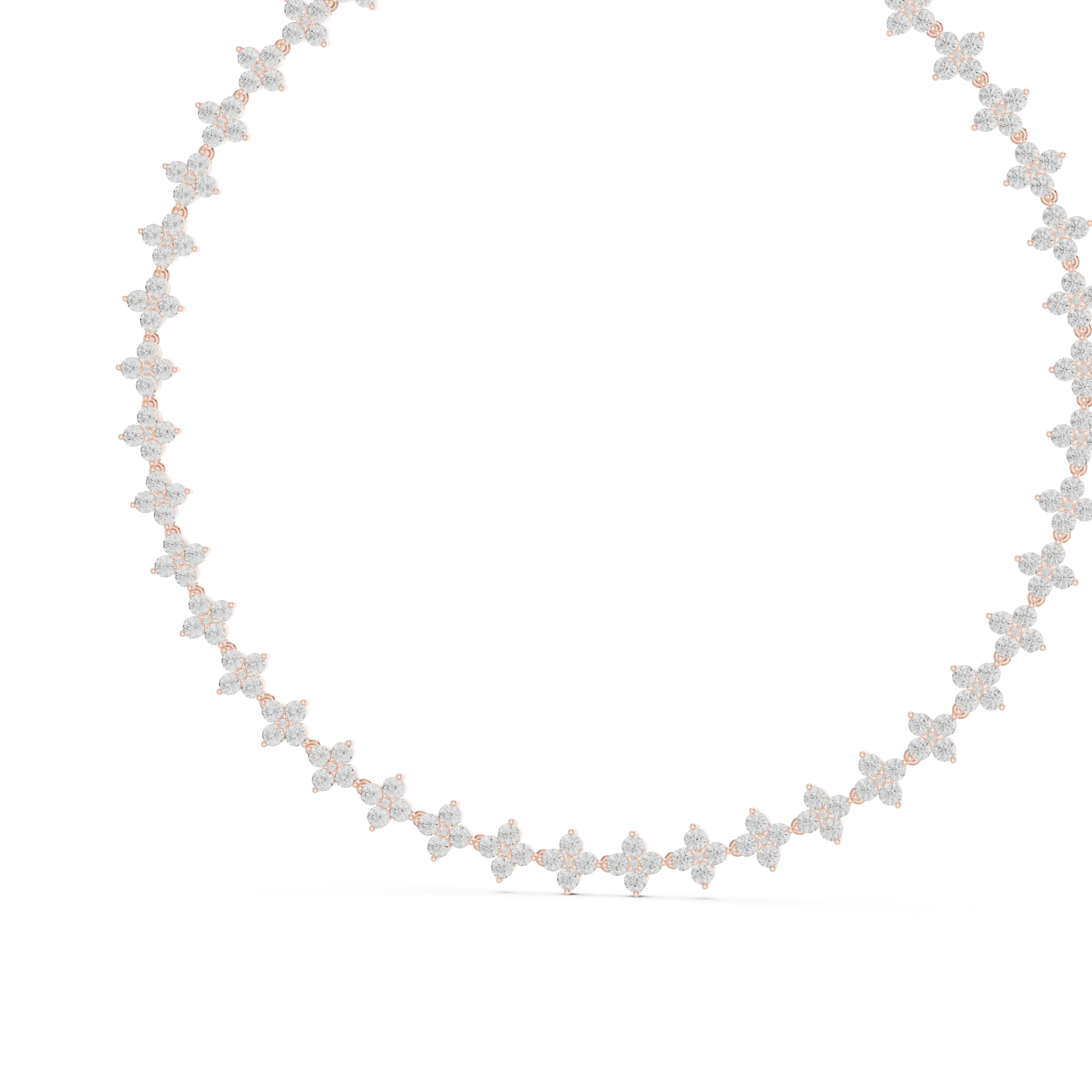Front-view: Round Diamond Necklace with Pave Setting in 14k White Gold - Lab Grown - Driona Jewels