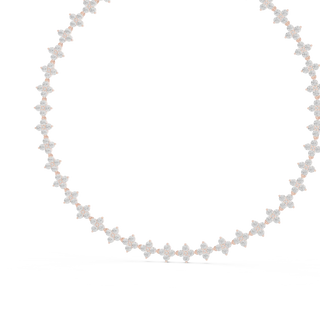 Front-view: Round Diamond Necklace with Pave Setting in 14k White Gold - Lab Grown - Driona Jewels