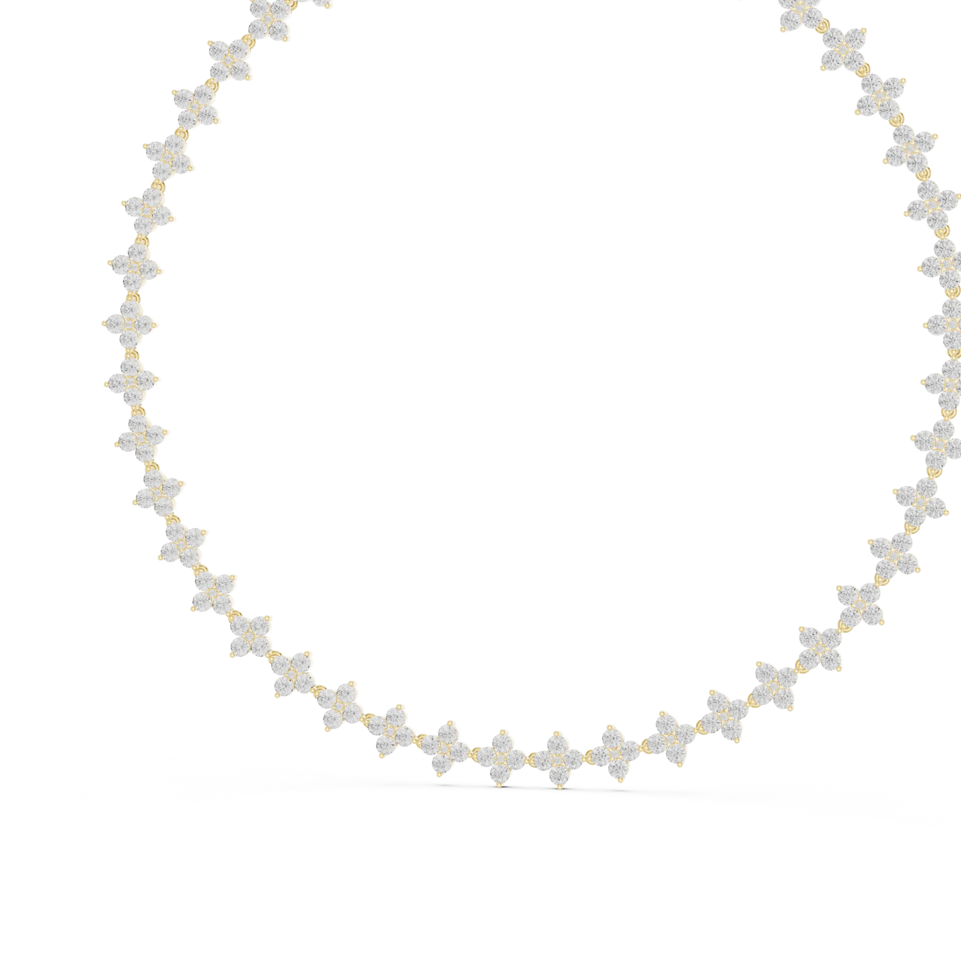 Front-View: Round Diamond Necklace with Pave Setting in 14k White Gold - Lab Grown - Driona Jewels