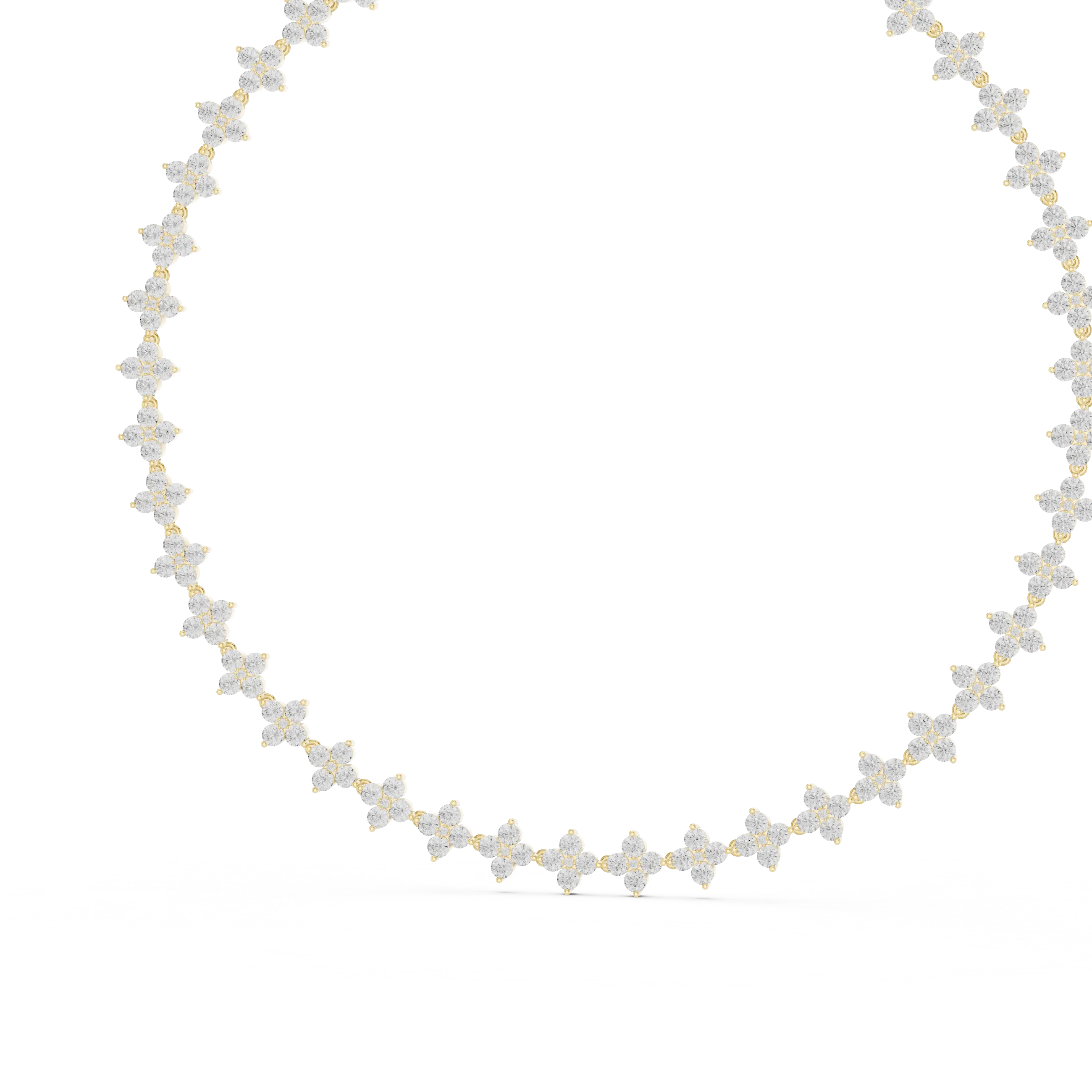Front-View: Round Diamond Necklace with Pave Setting in 14k White Gold - Lab Grown - Driona Jewels