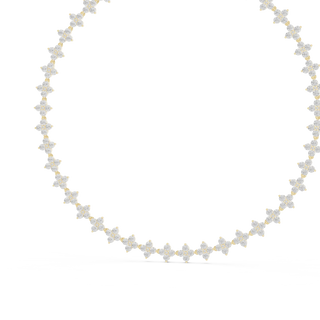 Front-View: Round Diamond Necklace with Pave Setting in 14k White Gold - Lab Grown - Driona Jewels
