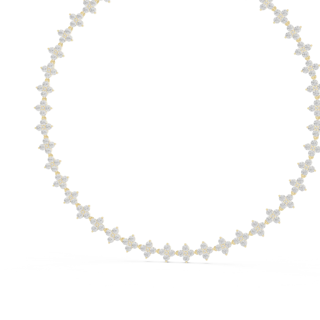 Front-View: Round Diamond Necklace with Pave Setting in 14k White Gold - Lab Grown - Driona Jewels