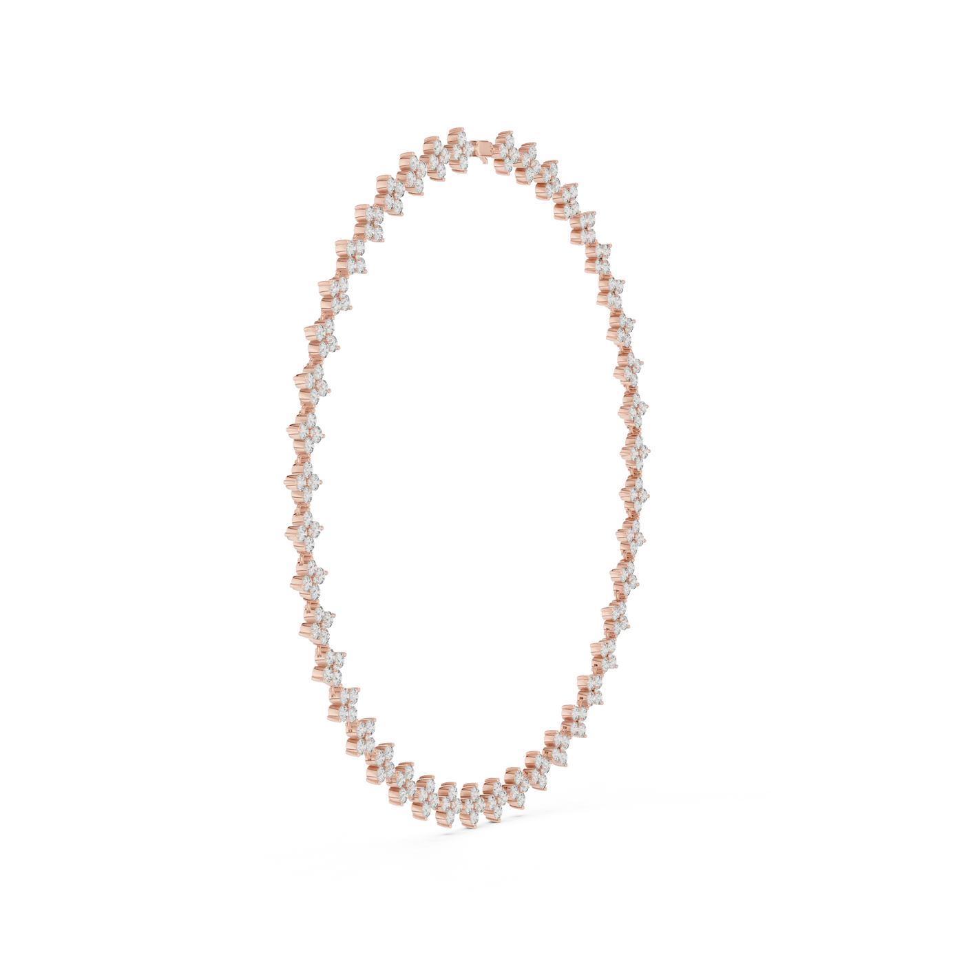 Front-View: Round Diamond Necklace with Pave Setting in 14k White Gold - Lab Grown - Driona Jewels