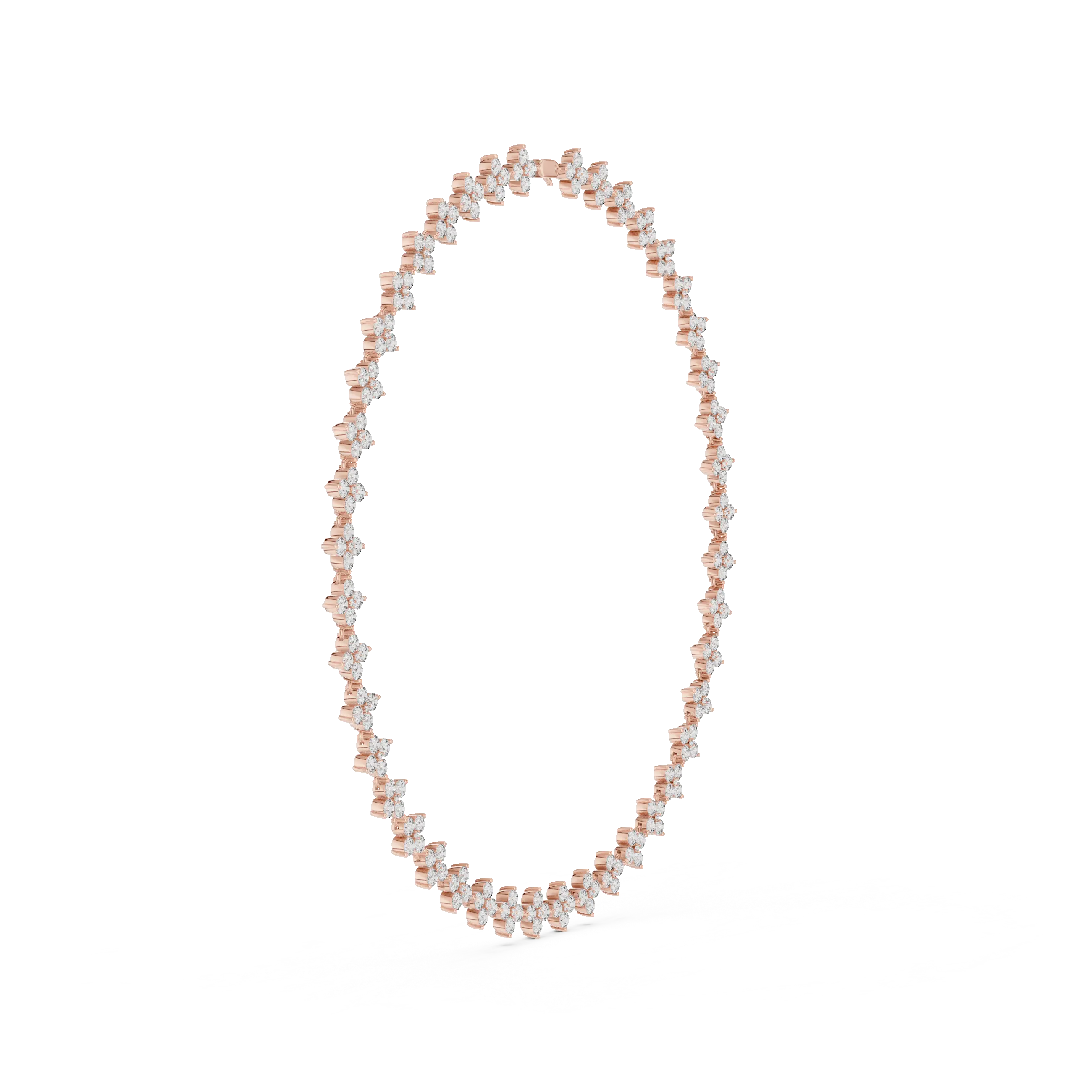 Front-View: Round Diamond Necklace with Pave Setting in 14k White Gold - Lab Grown - Driona Jewels