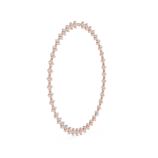 Front-View: Round Diamond Necklace with Pave Setting in 14k White Gold - Lab Grown - Driona Jewels
