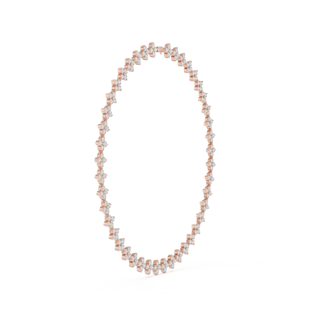 Front-View: Round Diamond Necklace with Pave Setting in 14k White Gold - Lab Grown - Driona Jewels