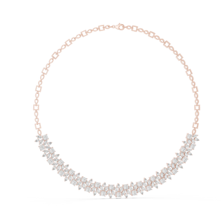 Front View: Round Diamond Necklace with Pave Setting in 14k White Gold - Lab Grown - Driona Jewels
