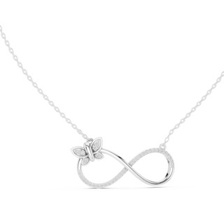 Front-View: Round Diamond Necklace with Pave Setting in 14k White Gold - Lab Grown - Driona Jewels