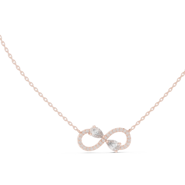 Front-View: Round Diamond Necklace with Pave Setting in 14k White Gold - Lab Grown - Driona Jewels