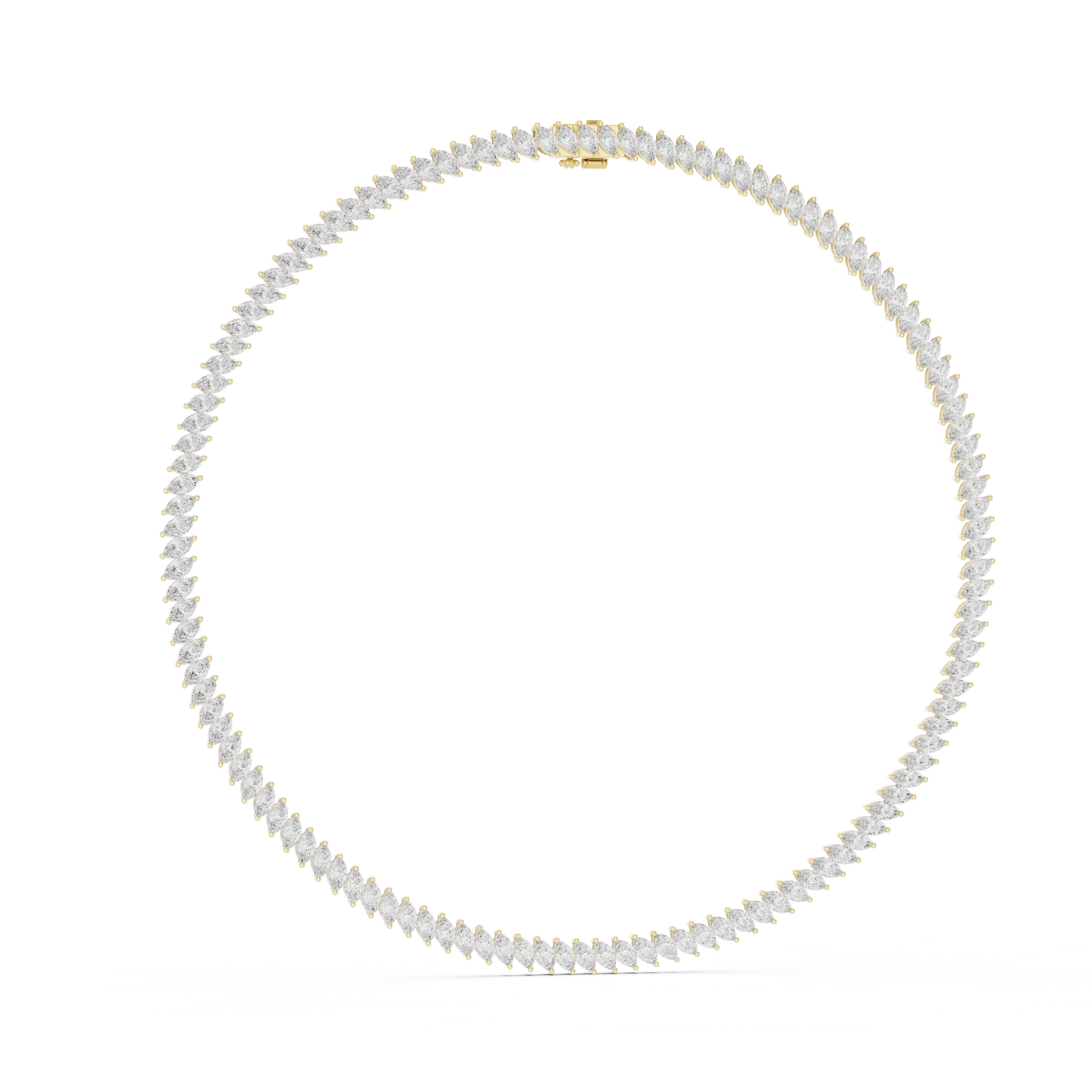 Flat Lay: Round Diamond Necklace with Pave Setting in 14k Yellow Gold - Lab Grown - Driona Jewels