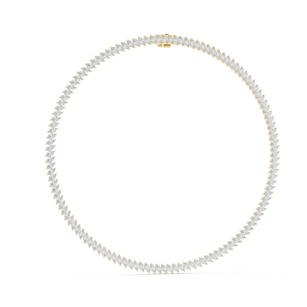 Flat Lay: Round Diamond Necklace with Pave Setting in 14k Yellow Gold - Lab Grown - Driona Jewels