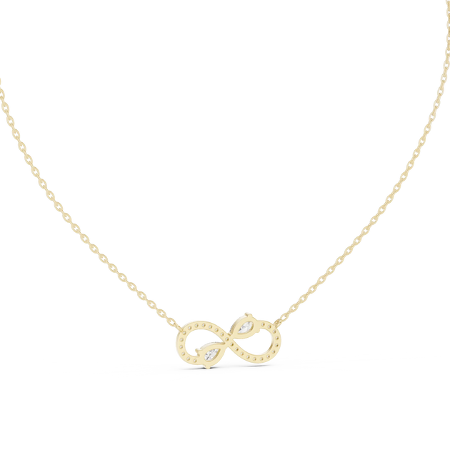 Front-View: Round Diamond Necklace with Pave Setting in 14k Yellow Gold - Lab Grown - Driona Jewels