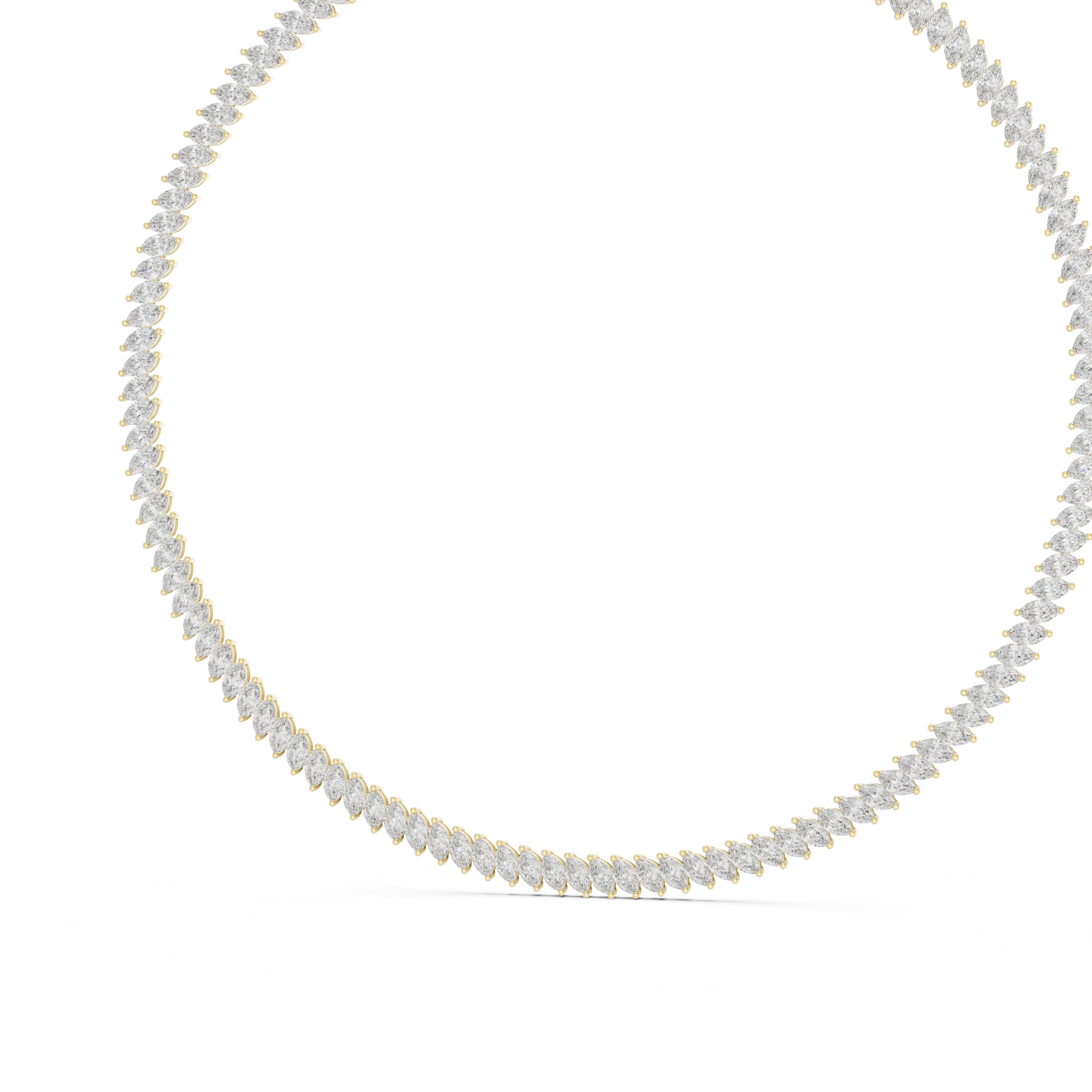 Front View: Round Diamond Necklace with Pave Setting in 14k Yellow Gold - Lab Grown - Driona Jewels