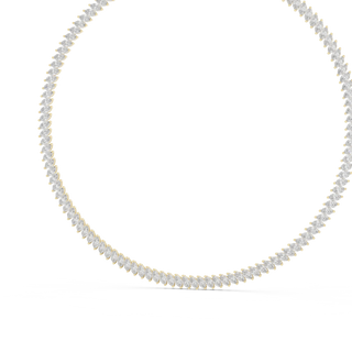 Front View: Round Diamond Necklace with Pave Setting in 14k Yellow Gold - Lab Grown - Driona Jewels