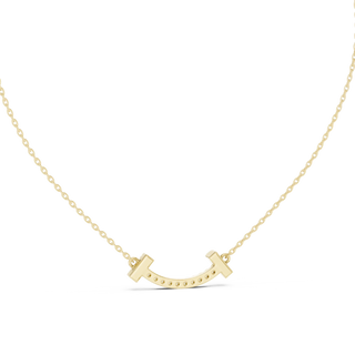 Front-View: Round Diamond Necklace with Pave Setting in 14k Yellow Gold - Lab Grown - Driona Jewels