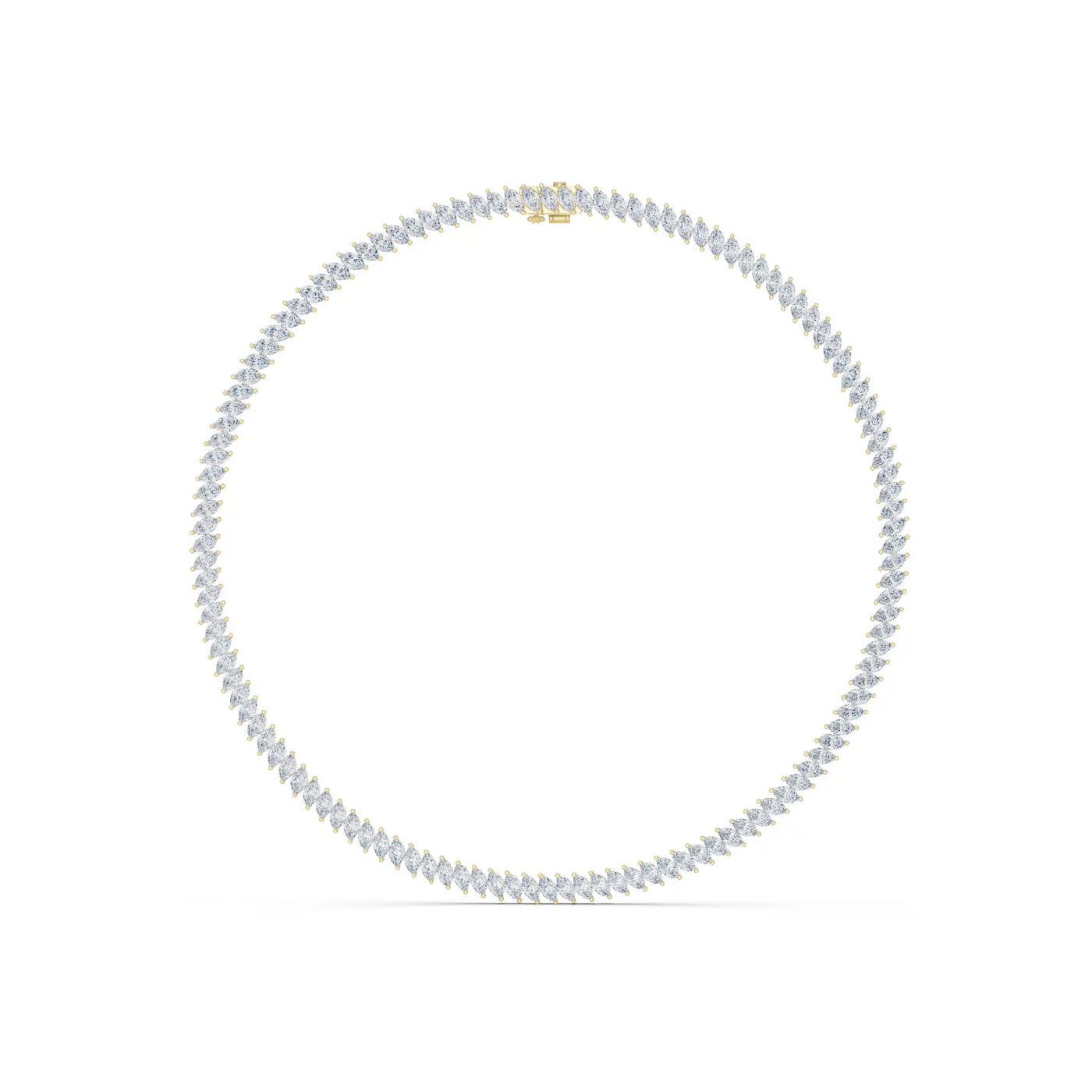 Front View: Round Diamond Necklace with Pave Setting in 14k Yellow Gold - Lab Grown - Driona Jewels
