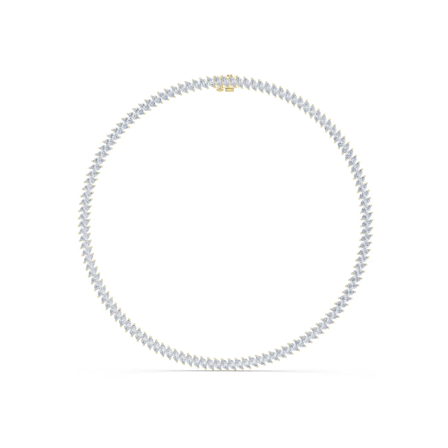 Front View: Round Diamond Necklace with Pave Setting in 14k Yellow Gold - Lab Grown - Driona Jewels