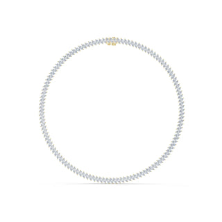 Front View: Round Diamond Necklace with Pave Setting in 14k Yellow Gold - Lab Grown - Driona Jewels