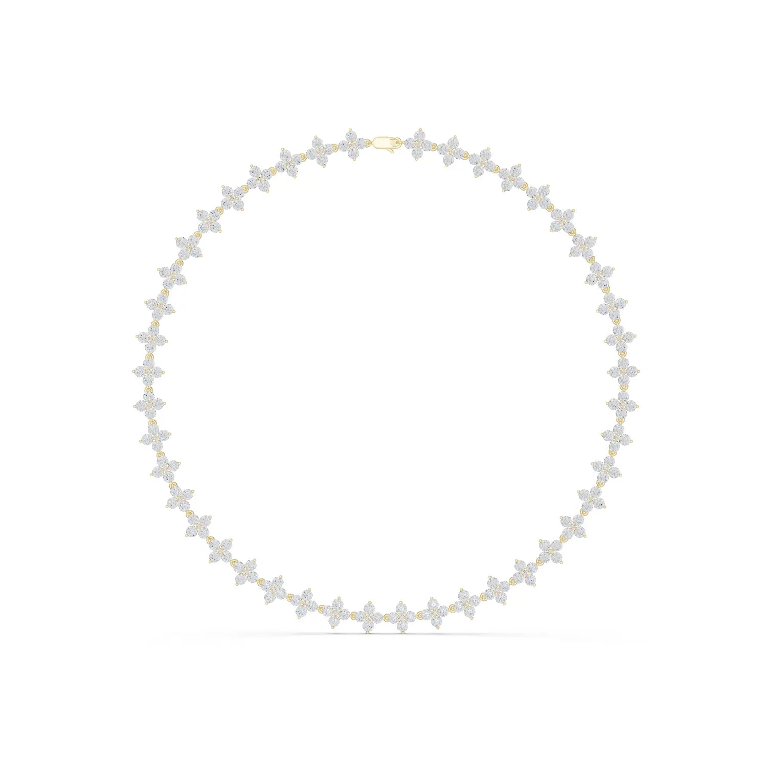 Front View: Round Diamond Necklace with Pave Setting in 14k Yellow Gold - Lab Grown - Driona Jewels