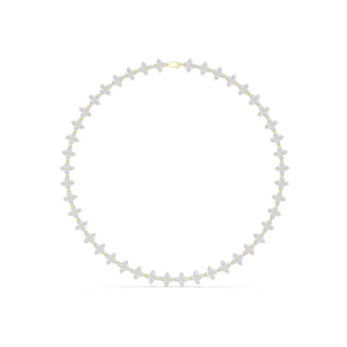 Front View: Round Diamond Necklace with Pave Setting in 14k Yellow Gold - Lab Grown - Driona Jewels