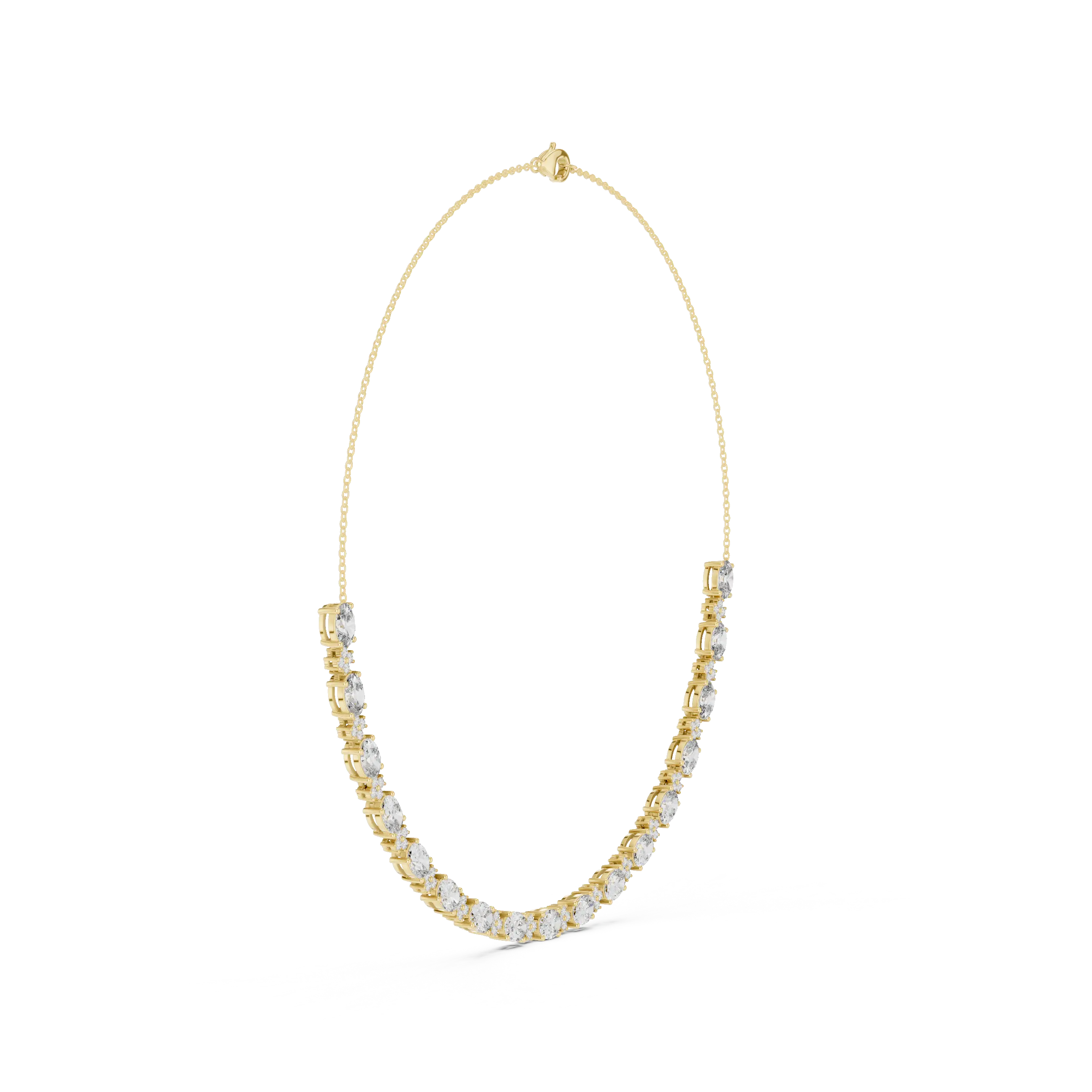 Front View: Round Diamond Necklace with Pave Setting in 14k Yellow Gold - Lab Grown - Driona Jewels