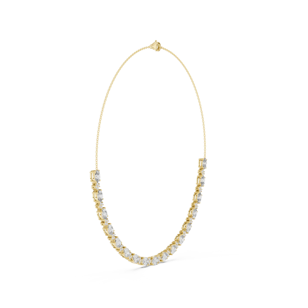 Front View: Round Diamond Necklace with Pave Setting in 14k Yellow Gold - Lab Grown - Driona Jewels