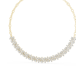 Front View: Round Diamond Necklace with Pave Setting in 14k Yellow Gold - Lab Grown - Driona Jewels