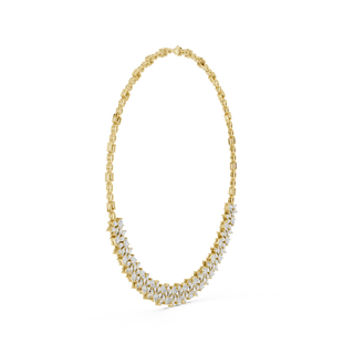 Front-view: Round Diamond Necklace with Pave Setting in 14k Yellow Gold - Lab Grown - Driona Jewels