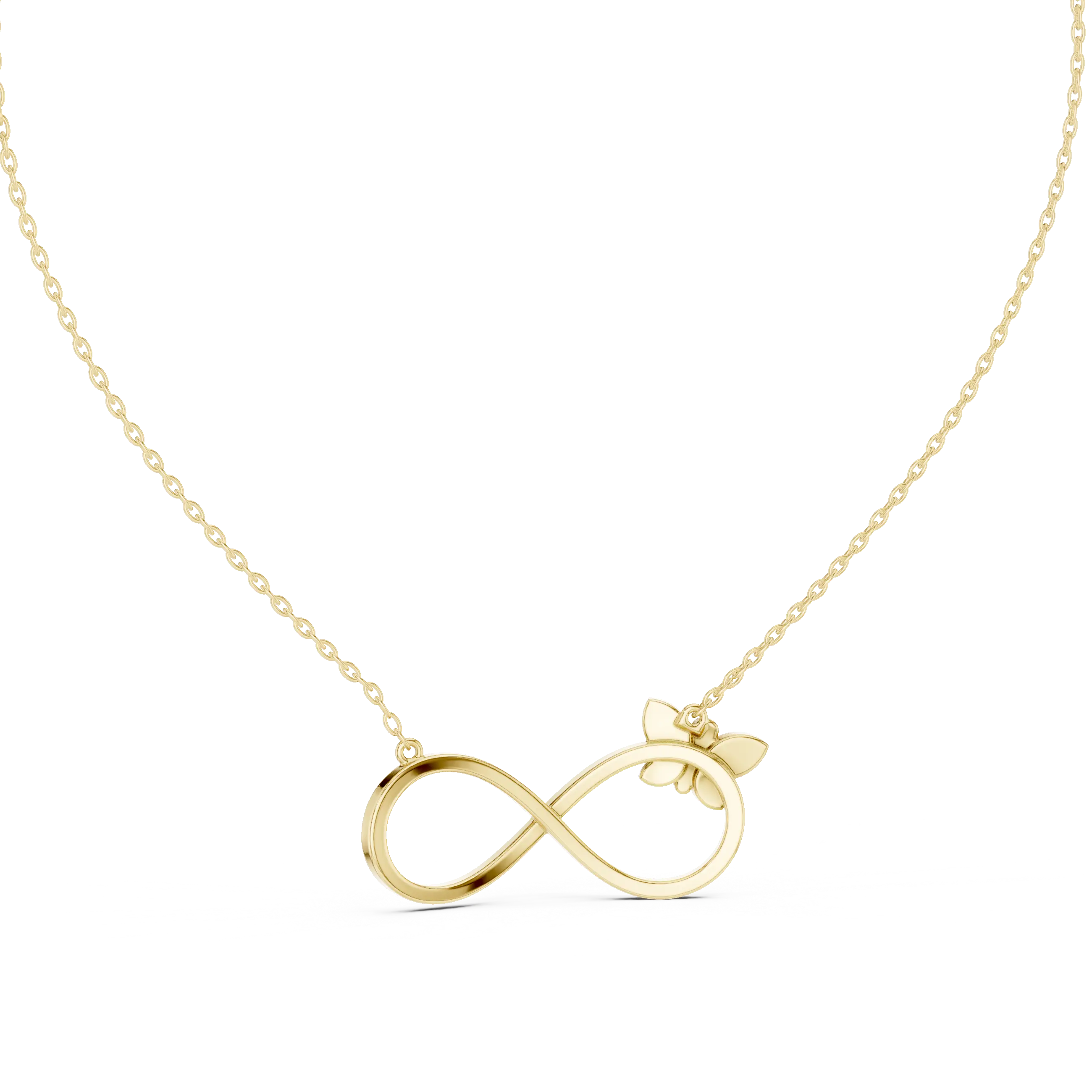 Front-View: Round Diamond Necklace with Pave Setting in 14k Yellow Gold - Lab Grown - Driona Jewels