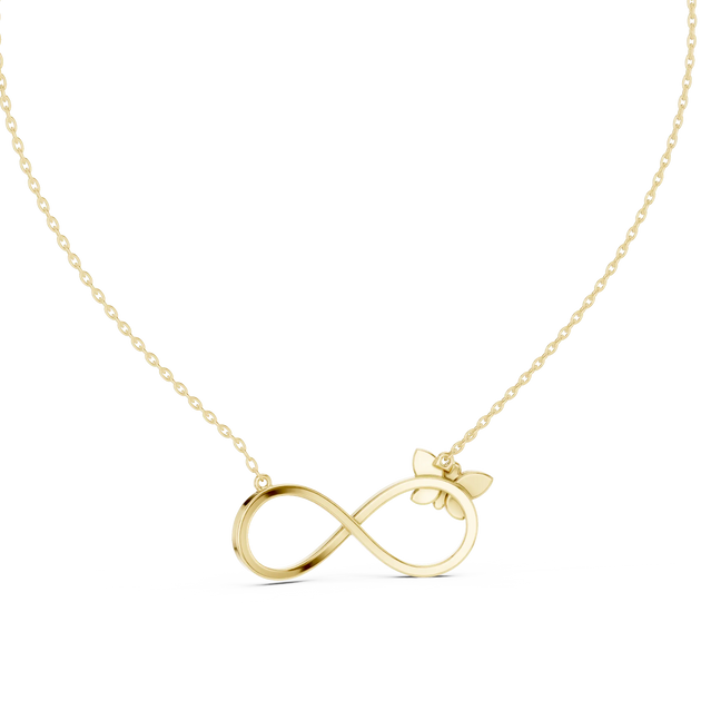 Front-View: Round Diamond Necklace with Pave Setting in 14k Yellow Gold - Lab Grown - Driona Jewels