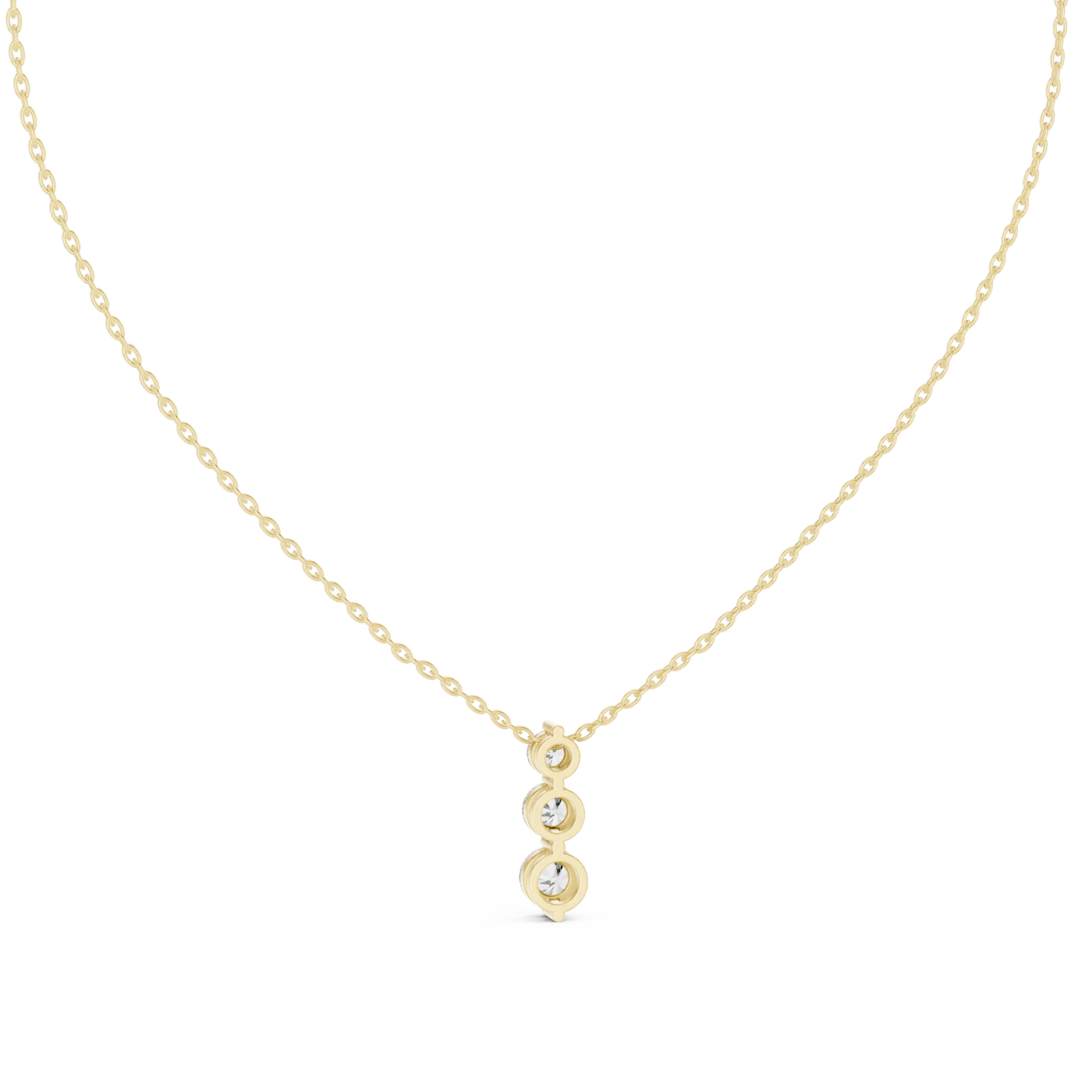 Front-View: Round Diamond Necklace with Pendant Setting in 14k Gold - Lab Grown - Driona Jewels
