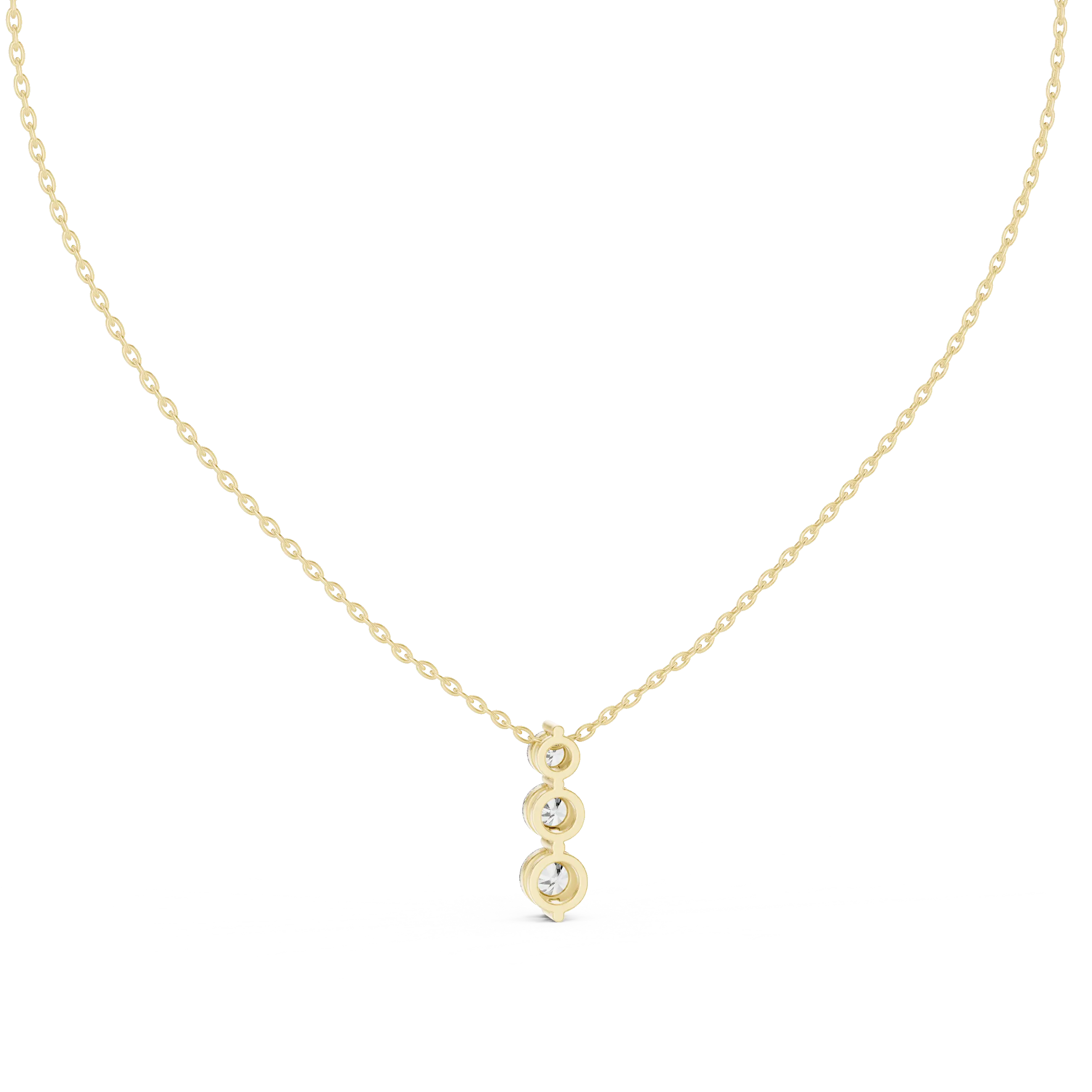 Front-View: Round Diamond Necklace with Pendant Setting in 14k Gold - Lab Grown - Driona Jewels