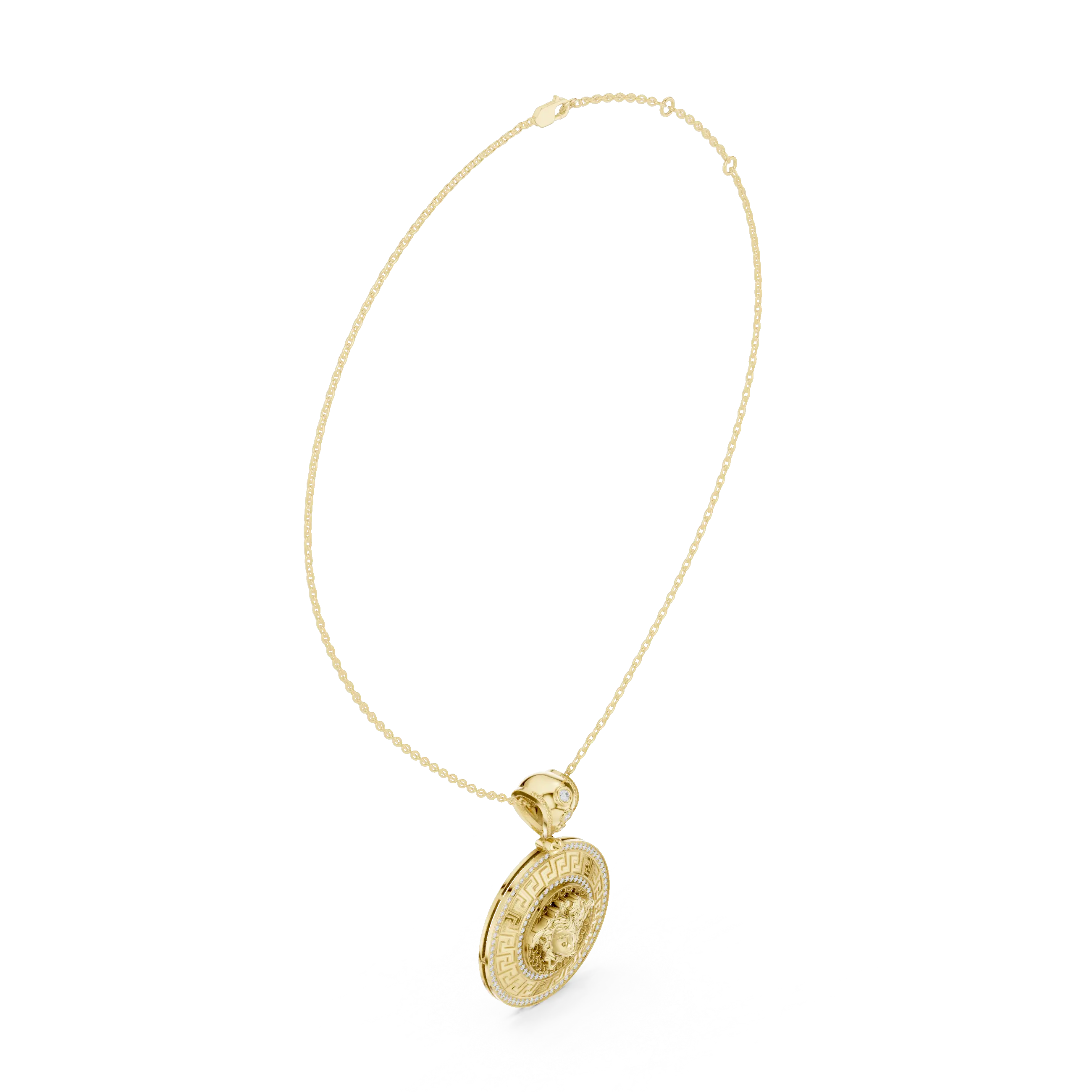 Front-View: Round Diamond Necklace with Pendant Setting in 14k Gold - Lab Grown - Driona Jewels