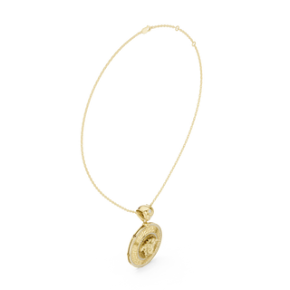 Front-View: Round Diamond Necklace with Pendant Setting in 14k Gold - Lab Grown - Driona Jewels
