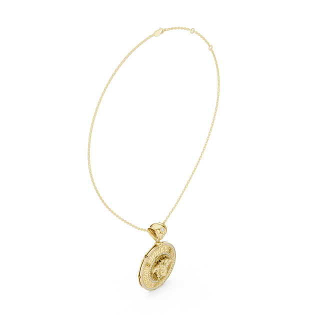 Front-View: Round Diamond Necklace with Pendant Setting in 14k Gold - Lab Grown - Driona Jewels