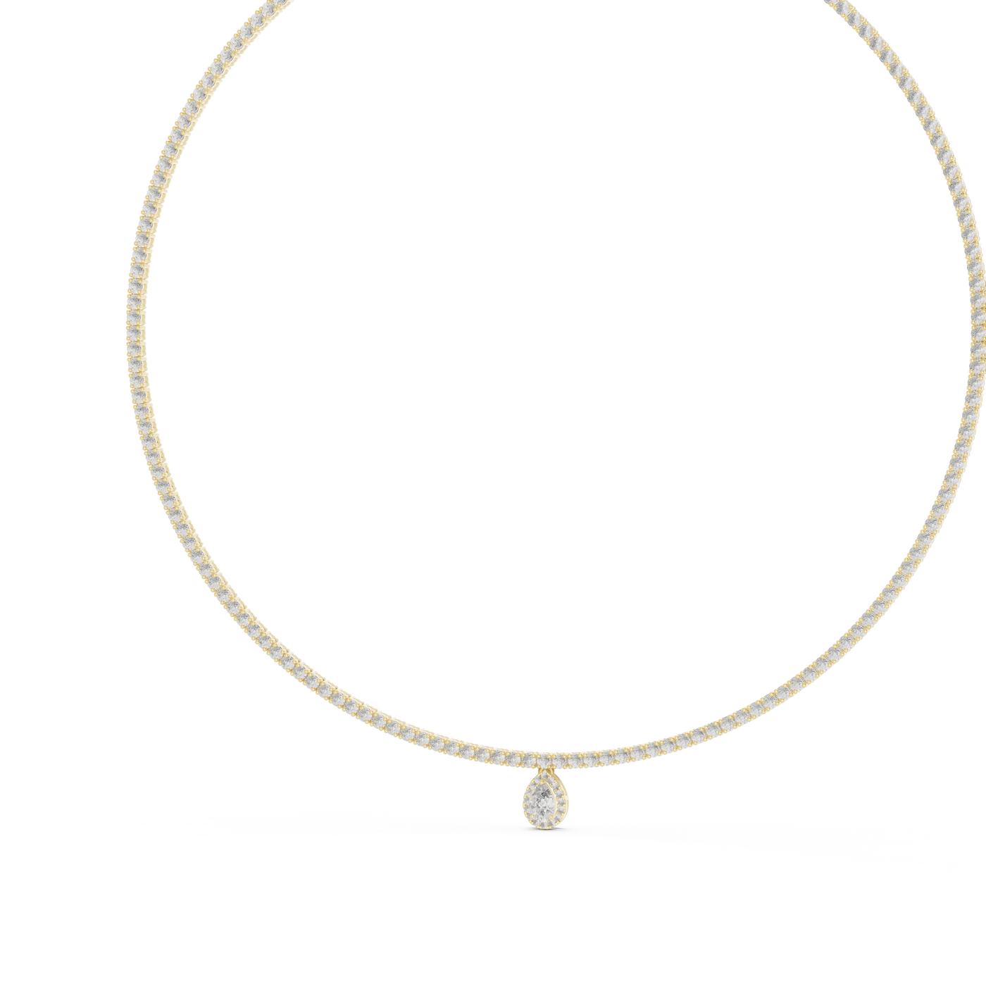 Front-view: Round Diamond Necklace with Pendant Setting in 14k Gold - Lab Grown - Driona Jewels