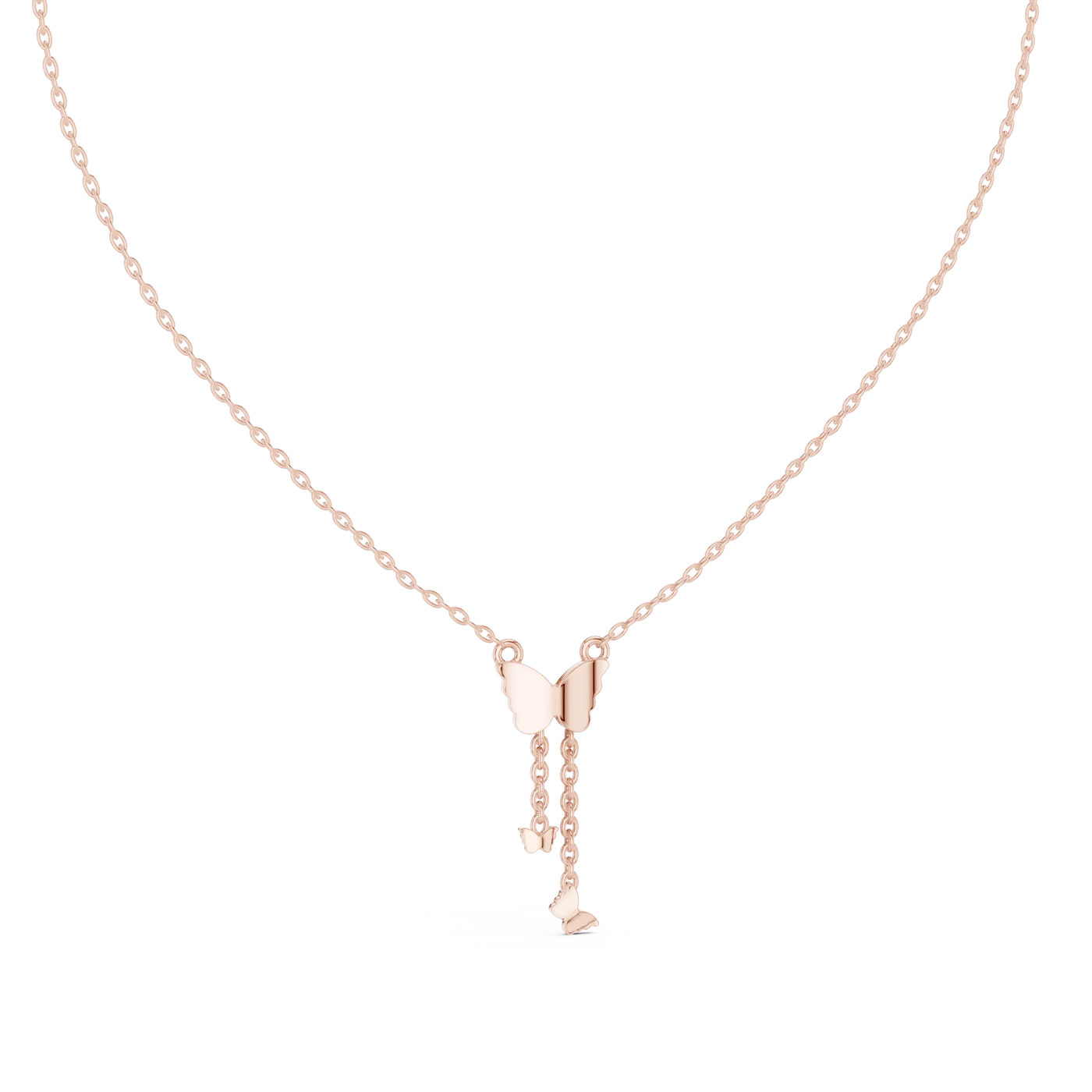 Front-View: Round Diamond Necklace with Pendant Setting in 14k Rose Gold - Lab Grown - Driona Jewels