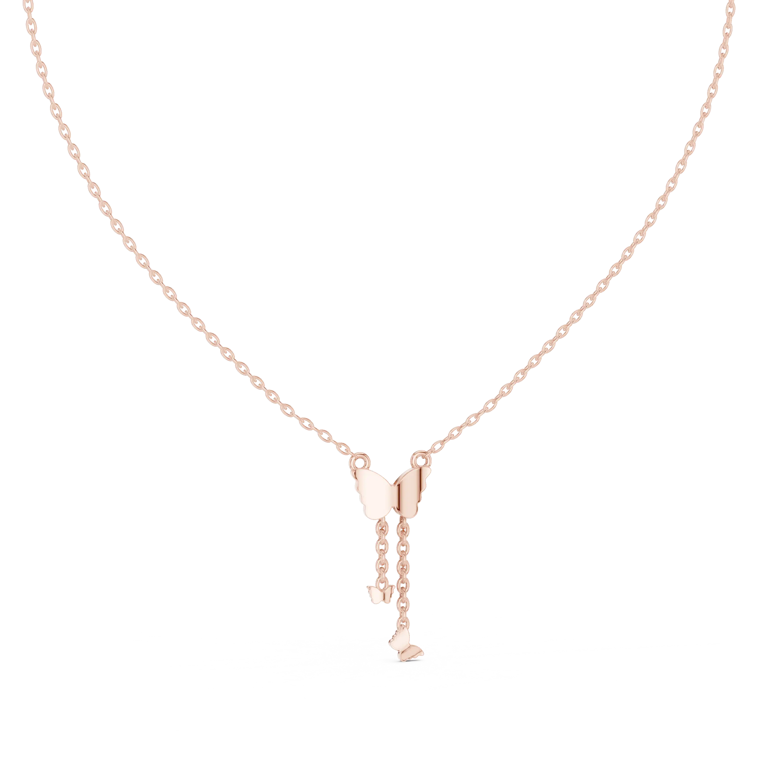 Front-View: Round Diamond Necklace with Pendant Setting in 14k Rose Gold - Lab Grown - Driona Jewels