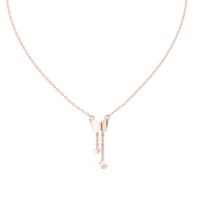 Front-View: Round Diamond Necklace with Pendant Setting in 14k Rose Gold - Lab Grown - Driona Jewels