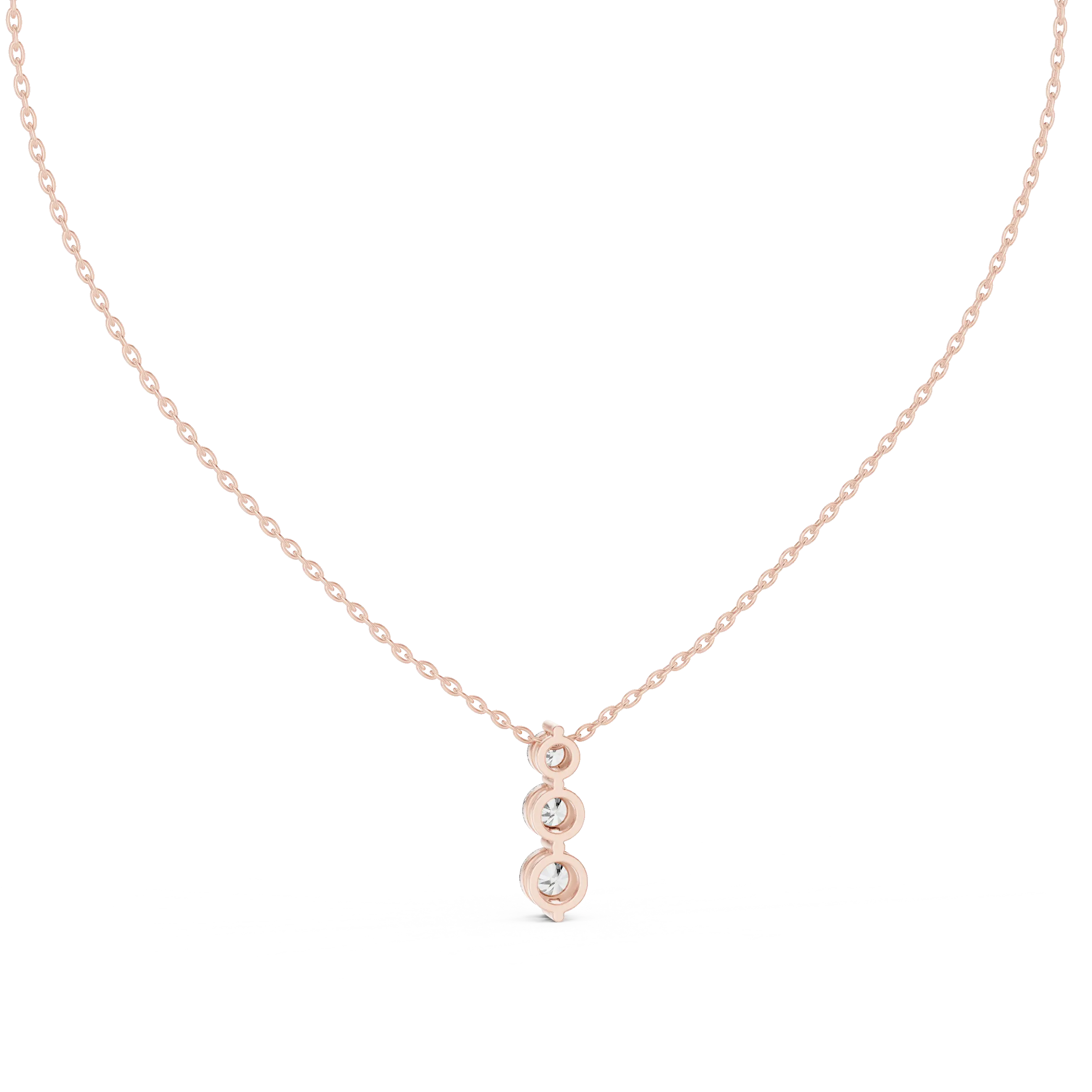 Front-View: Round Diamond Necklace with Pendant Setting in 14k Rose Gold - Lab Grown - Driona Jewels