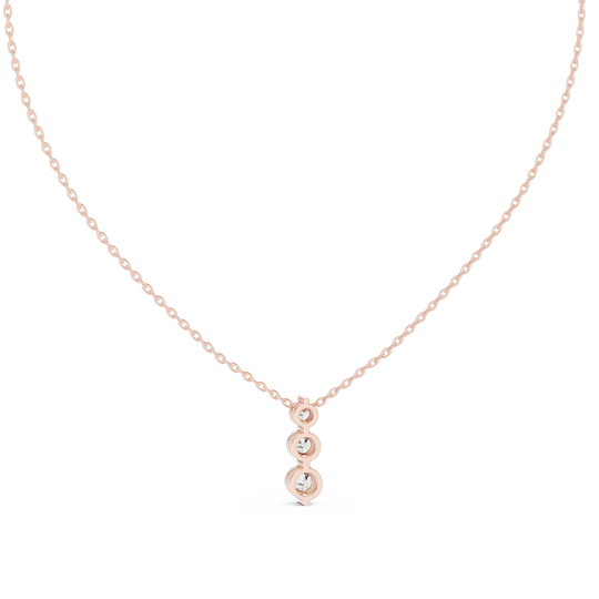 Front-View: Round Diamond Necklace with Pendant Setting in 14k Rose Gold - Lab Grown - Driona Jewels