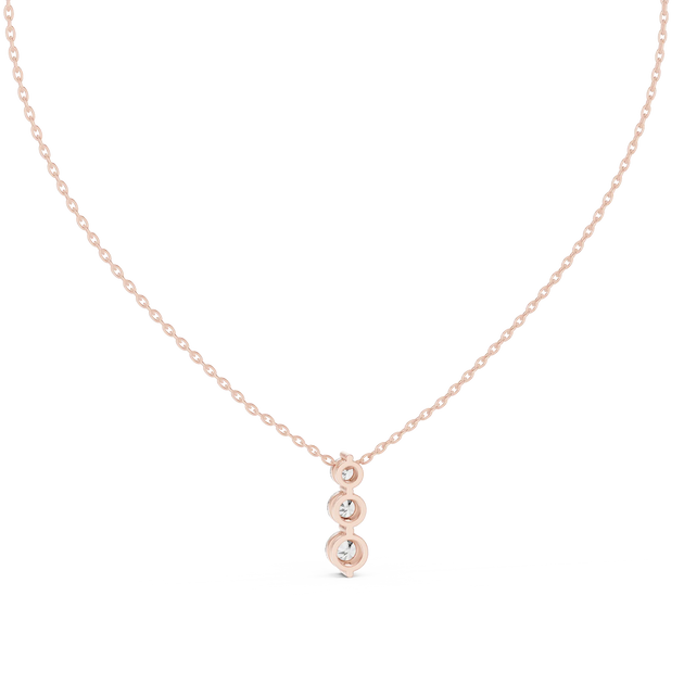 Front-View: Round Diamond Necklace with Pendant Setting in 14k Rose Gold - Lab Grown - Driona Jewels