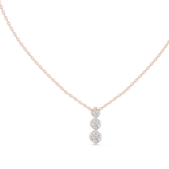 Front-view: Round Diamond Pendant with Pendant Setting in 14k Rose Gold - Lab Grown - Driona Jewels