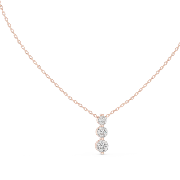 Front-view: Round Diamond Pendant with Pendant Setting in 14k Rose Gold - Lab Grown - Driona Jewels