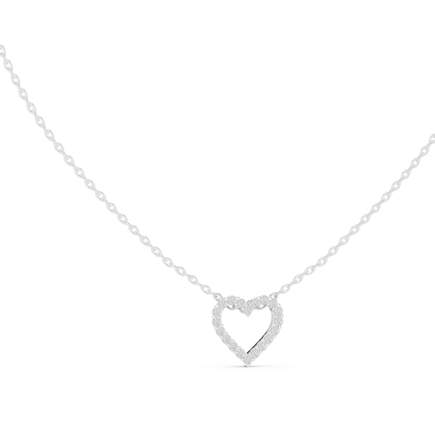 Front-view: Round Diamond Necklace with Pendant Setting in 925 Silver - Lab Grown - Driona Jewels
