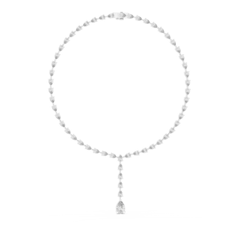 Front-view: Round Diamond Necklace with Pendant Setting in 14k White Gold - Lab Grown - Driona Jewels