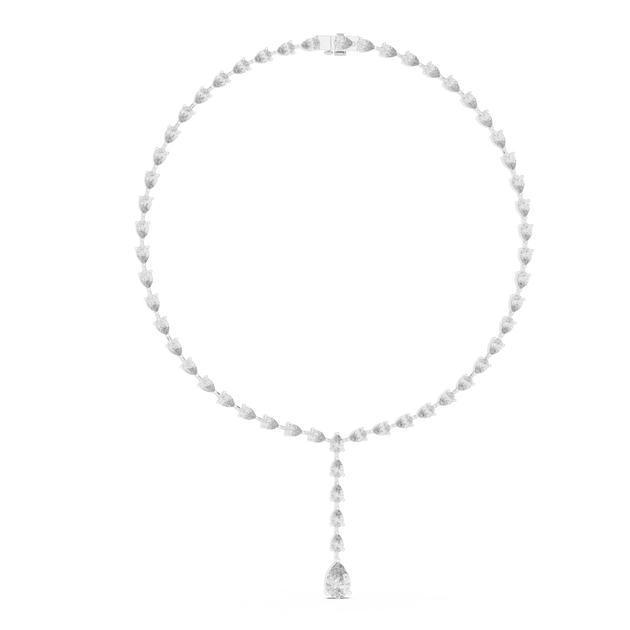Front-view: Round Diamond Necklace with Pendant Setting in 14k White Gold - Lab Grown - Driona Jewels